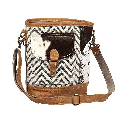 Myra Bag Moire Upcycled Canvas & Cowhide Pocket Shoulder Bag S-13412