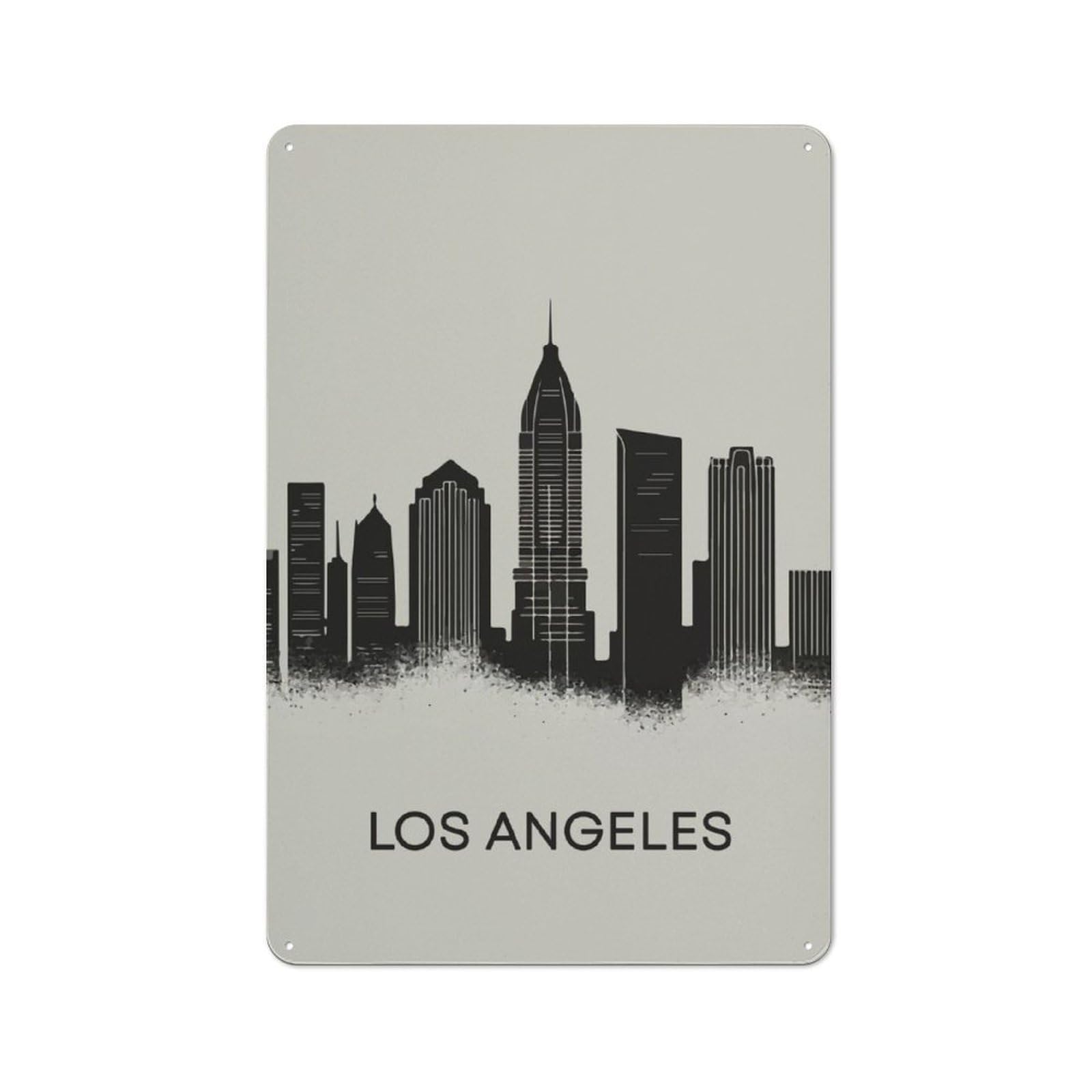 Junmoney Los Angeles Skyline Retro Tin Wall Plaque 30X20cm For Dining Room Or Kitchen, For Home Decor Collectors