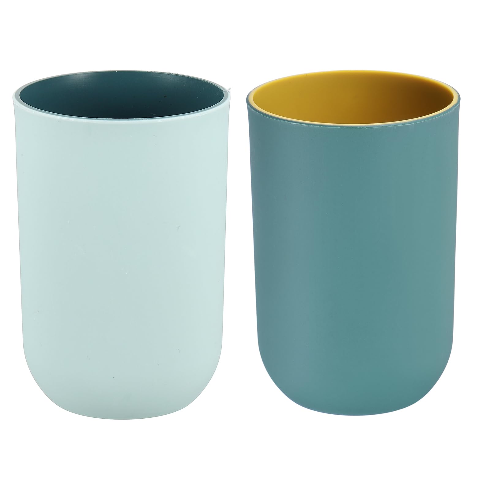 sourcing map 2 Pcs Simple Toothbrush Cups, 2.6 x 2.6 x 4.1 Inch Bathroom Tumbler Reusable Plastic Cup for Storing Toothpaste Toothbrushes Combs Water Beverages, Light Blue/Dark Blue