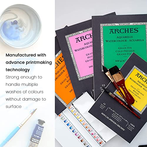 Arches Watercolour Cold Pressed Pad Nat Wht 140Lb 10X14 + Watercolor Painting Art Set With Tin #TOP7