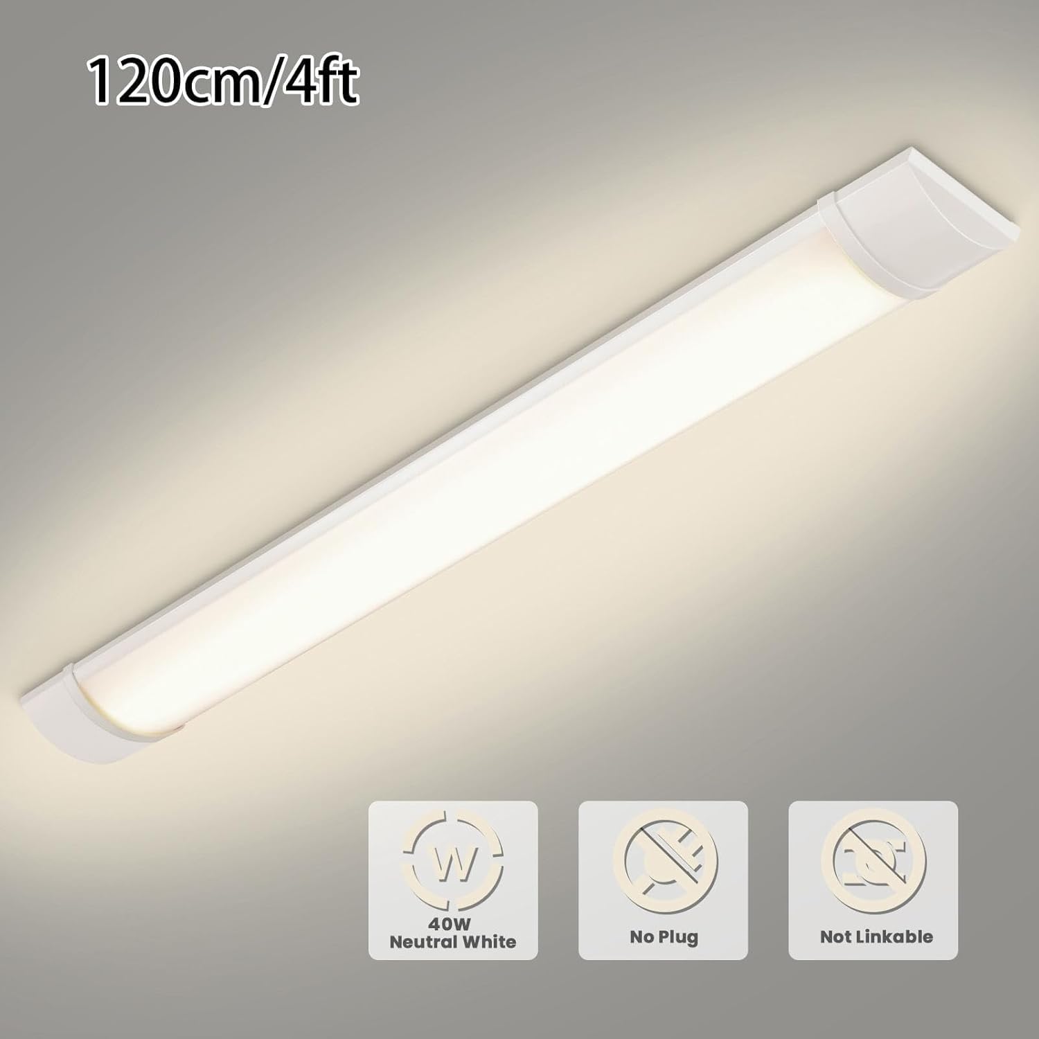 4 Stück 40W 120cm LED Feuchtraumleuchte Röhre Kellerlampe Leuchtstofflampe Neutralweiß 4500K Leuchtröhre für Schlafzimmer Wohnzimmer Werkstatt