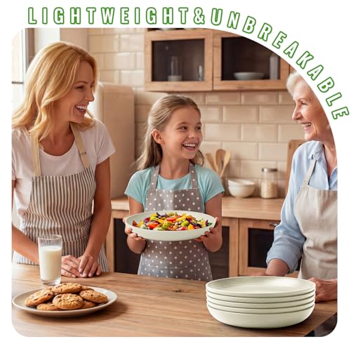 Image of 9In Wheat Straw Plates,Dishwasher & Microwave Safe Plate,LightGrey