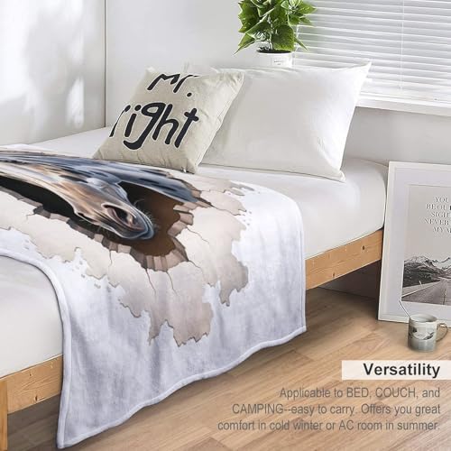 Manta de sofá cálida con estampado de caballo para el salón 7