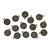 145 Pc Bronze Tone Random Alphabet Letter Pendants, 13x15mm Typewriter Keys Look - DIY Crafts, Jewelry Making, Charms