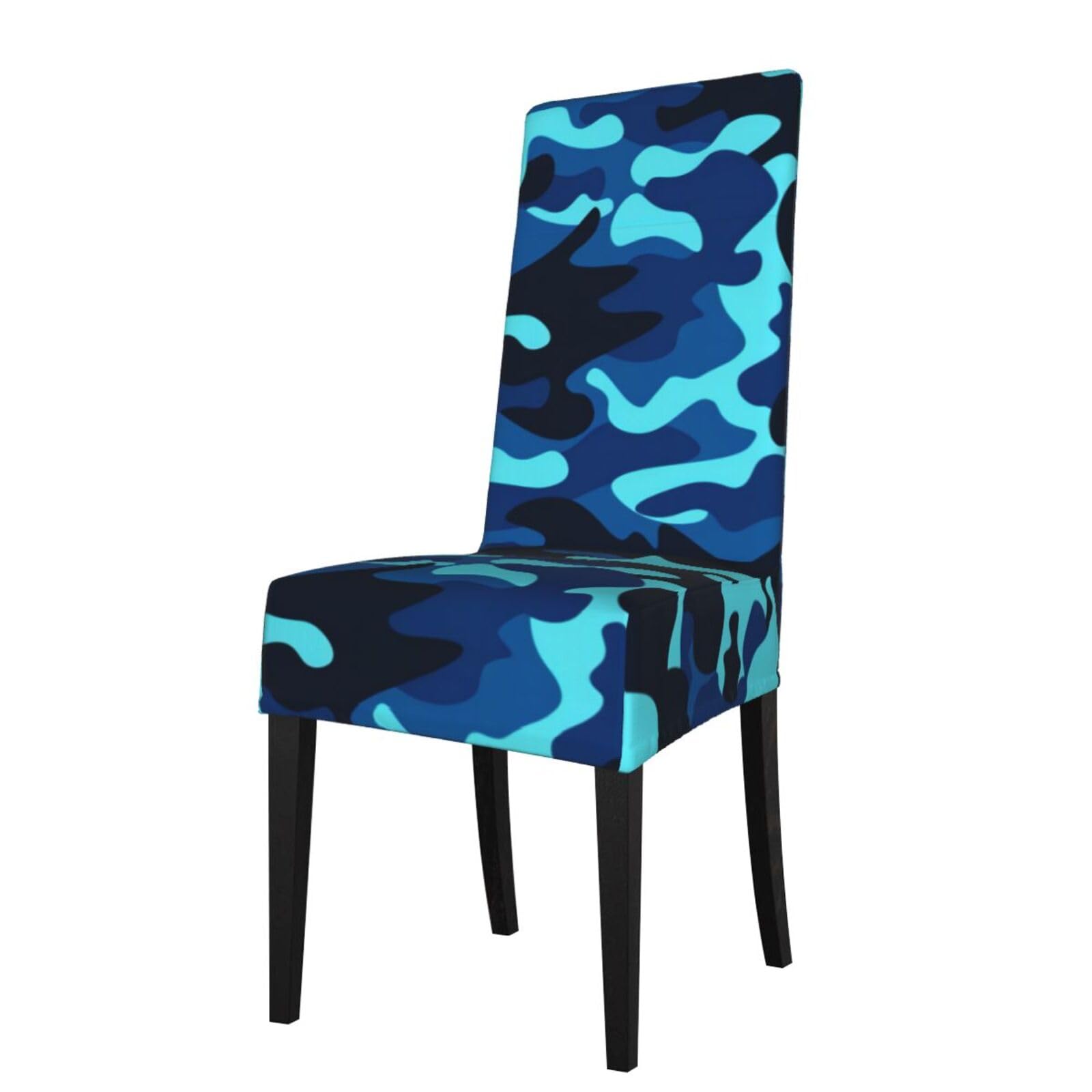 YYHHAOFA Blue Camouflage Prints Dining Chair Throws – Stretch Slipcovers Revitalize Your Seating with Easy Style & Easy Care