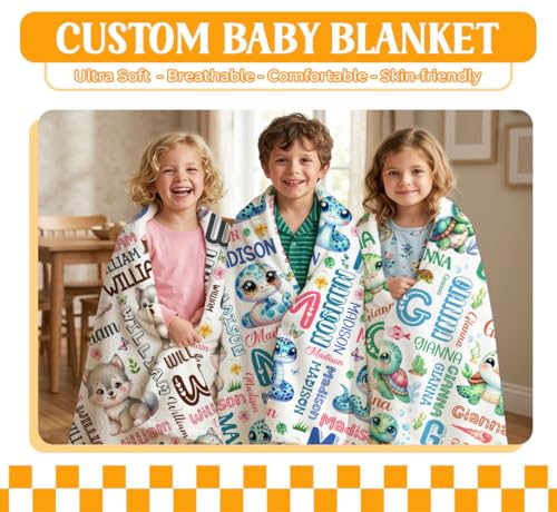 Image of Custom Turtle Blanket for Boys Girls,Ultra Soft Personalized Gifts Baby Blanket,Customized Throw for Toddlers Newborn Stroller Crib,60 inchx80 inch