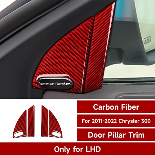 Image of Car Front Door Window Pillar Decals for 2011-2023 Chrysler 300 / 300C / 300S / Limited /Touring /Base Accessories Carbon Fiber Interior Stickers