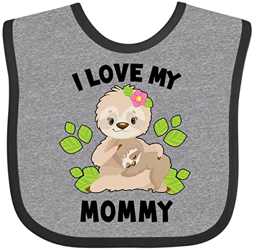 inktastic Cute Sloth I Love My Mommy with Green Leaves Baby Bib