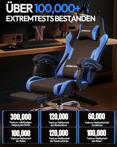 Gaming Stuhl Bürostuhl Gaming Sessel mit höhenverstellbaren Linkage-Armlehnen, ergonomischer Gamer Stuhl mit Fußstütze… – Ansicht 4