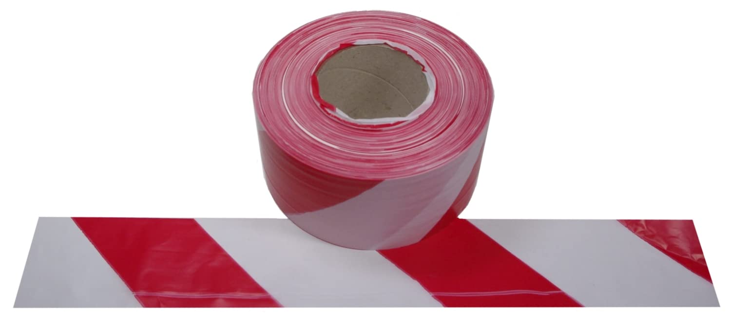 FLUID 100471 Ruban de signalisation extra robuste à rayures Rouge/blanc 500 m