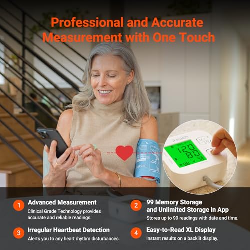 iHealth Track Smart Upper Arm Blood Pressure Monitor with Wide Range Cuff That fits Standard to Large Adult Arms, Bluetooth Compatible for iOS & Android Devices - Image 9