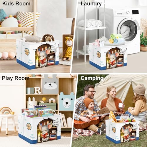 Image of Clastyle Mouse Reading Book Shelf Basket for Classroom Collapsible Toy Gift Kid Storage Basket Baby Clothes Organizer Nursery Bin