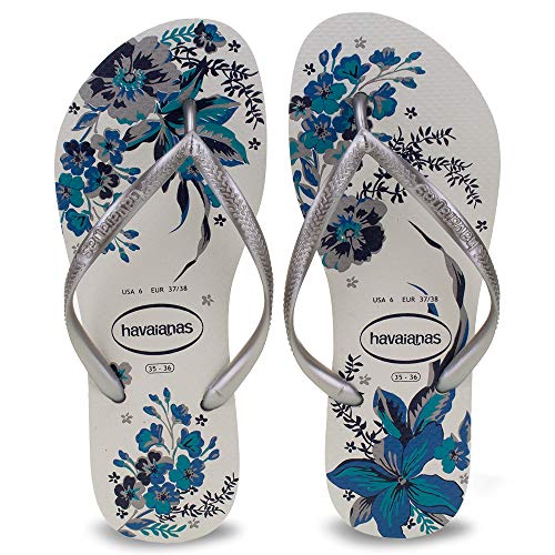 Chinelo Slim Organic, Havaianas, Feminino, Branco/Bright Silver, 39/40