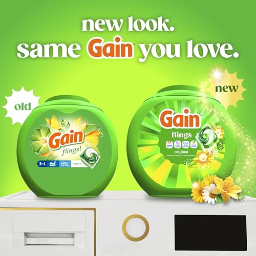 Gain Flings Liquid Washing Detergent Pods, Now with Odor Defense + Color Guard, Original Scent, 4-In-1 Liquid Laundry Detergent Pacs, Clean & Fresh, 112 Count (Packaging May Vary) - image 2