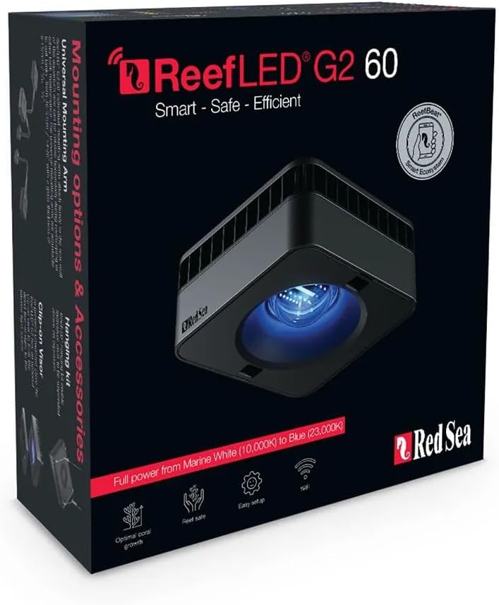 Red Sea ReefLED G2 60 Watt Saltwater Aquarium Light Reef | ReefBeat App Controlled for Fish Tank LED Lights for Corals Reef Marine