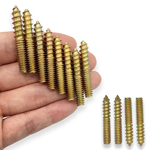 Image of 12 Pack 1 /4-20 x 1-1 /2 Inch Hanger Bolts 1 /4-20 inch Double Headed Bolts 1 /4 Wood Dowel Screw Self-Tapping Screw Hanger Bolts for Furniture Double Head Threaded Rods Bolt 37mm Length