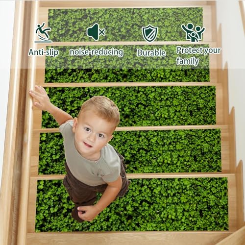 Marches d'escalier antidérapantes vert tapis 20x76 cm - 4
