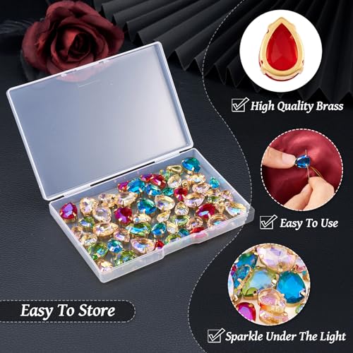 PH PandaHall 72pcs Sew on Rhinestones Teardrop Crystal Glass Claw Rhinestone Flatback Multi-Strand Links for DIY Dress Clothes Shoes Bag Decorations (GLAA-TA0001-41-YS-EU) - Image 3