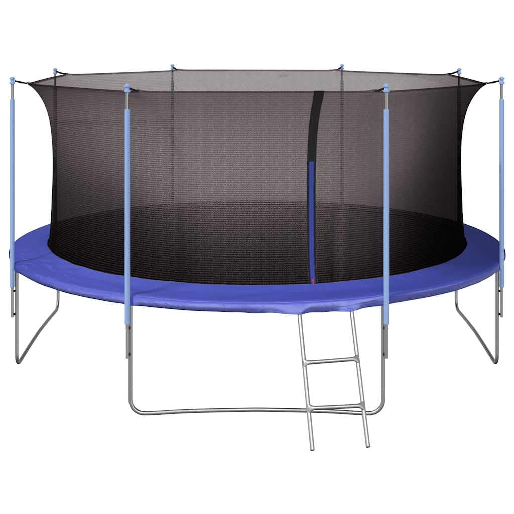 Red de seguridad para cama elástica redonda de 4,57 m de polietileno impermeable con cremallera y refuerzo, red de repuesto para cama elástica de jardín de 8 barras, protección para niños al