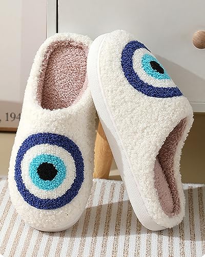 Evil Eye 'See You At Midnight' Cat & Mushroom Cherry Strawberry Heart Shaped Love Slippers - Women's & Men's Vintage Memory Foam Comfort Warm Plush Non-Slip Household Shoes2