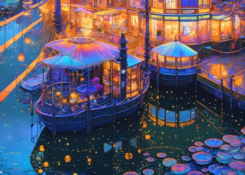Lumières néon scintillantes nocturnes sur toile pour salon moderne