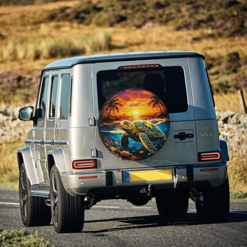 Image of Sea Turtle Spare Tire Cover - Funny Wheel Protectors Waterproof Universal Wheel Cover for SUV Rv Travel Trailer Camper Truck 16 Inch
