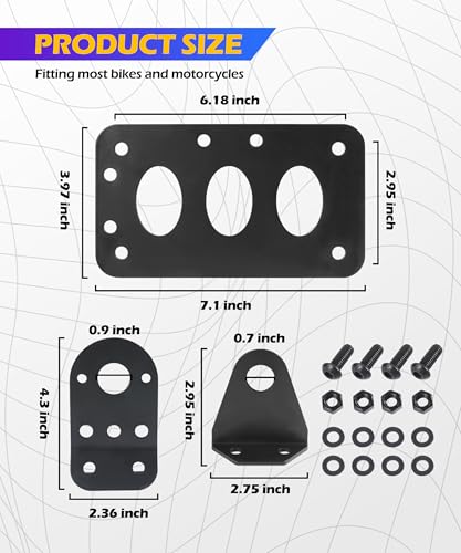Image of SCUARI Motorcycle License Plate Bracket,Car Accessories Motorcycle License Plate Holder,Motorcycle Side Mount License Plate Bracket,Horizontal Vertical License Plate Mount,Fits Most Motorcycle Bikes