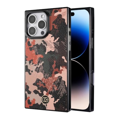 Image of COCOMII Rectangle for iPhone 16 Pro Max Case, Rosewood Camouflage Leather
