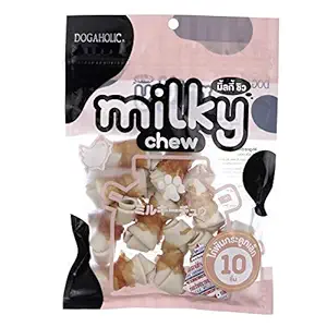 Dogaholic Milky Chews Knotted Bone with Chicken Dog Treat (10 pieces)