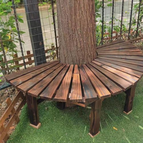 Banco de árbol de madera resistente con acabado de listones de jardín 2