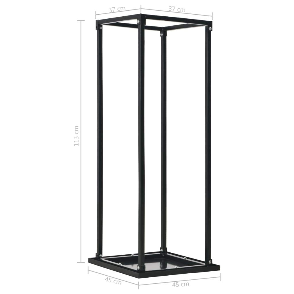 Portalegna con Base Nera 37x37x113 cm in Acciaio, portalegna, scaffale per Legna da ardere, portalegna in Metallo ventilato per Legna da ardere da Esterno o da Interno,