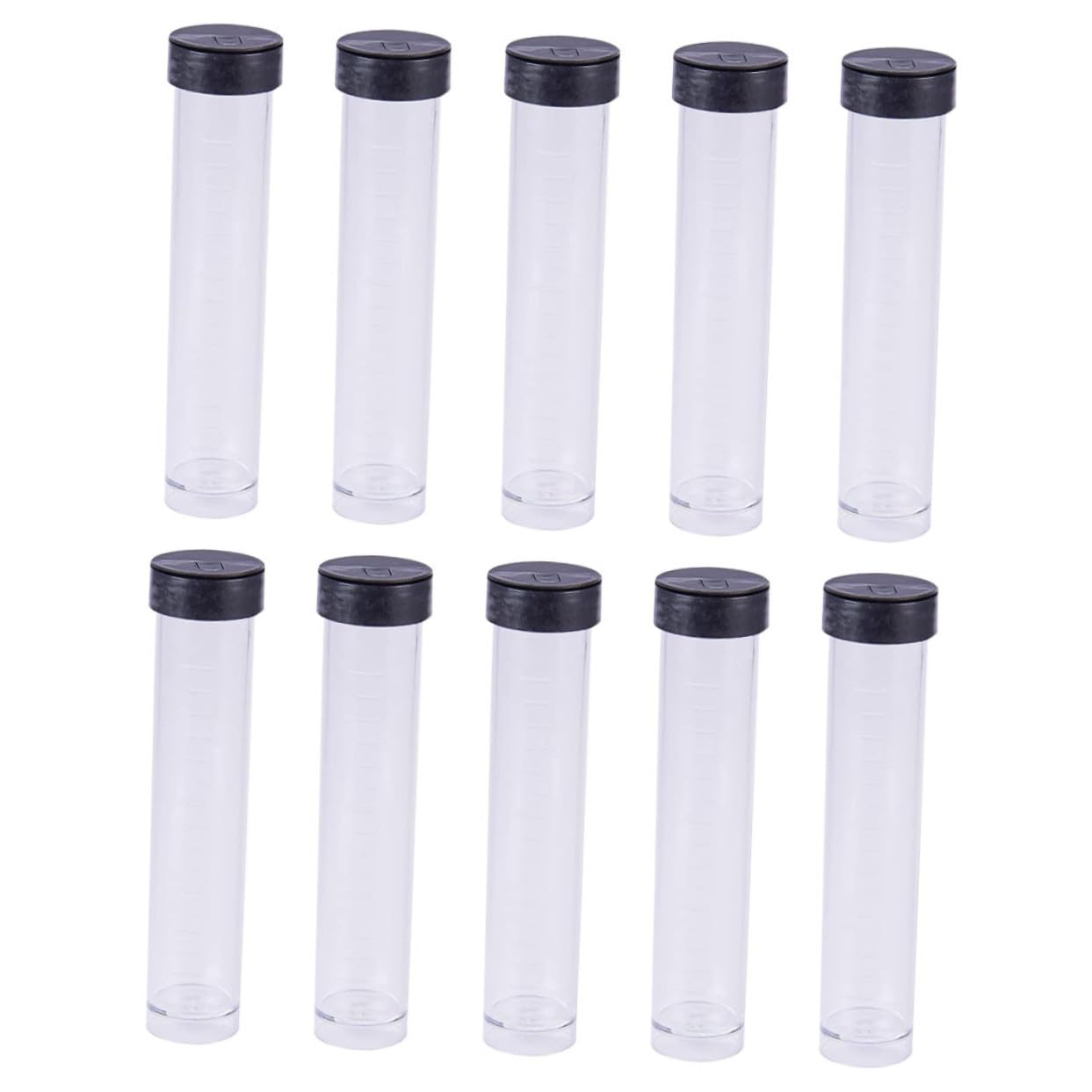 Tubes cylindriques transparents lot de 30 flacons rechargeables étanches avec couvercles noirs