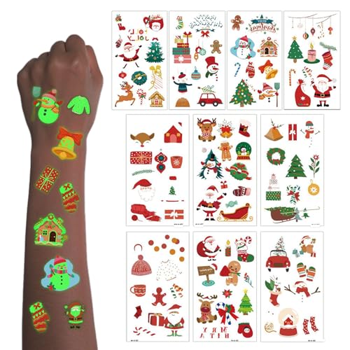 Weihnachten Kinder Tattoo, 10 Blatt Leuchttattoos Weihnachtsdeko,...