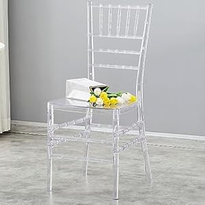 BOOSDEN Clear Chiavari Chairs, Transparent Acrylic Plastic Chair, Accent Armless Dining Chairs, Sturdy Chiavari Chair for Kitchen, Party, Event, Wedding, Banquet, Rental Business
