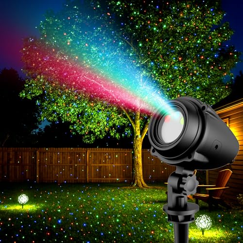 Christmas Projector Lights Outdoor, 2025 Upgraded RGB Laser Landscape Light with All-Metal Casing for Superior Cooling & Durability, IP65 Waterproof, Remote Timer for Yard, Holiday, Party Decor