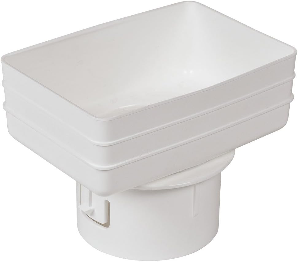 Universal Downspout to Drain Pipe Tile Adapter (White, 4x6x4)