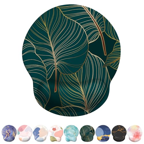 Image of eulps Mouse Pad with Wrist Rest, Comfortable Computer Mousepad with Gel Wrist Support Smooth Surface and Non-Slip PU Base for Pain Relief, Laptop, Office & Home (Tropical Plants)
