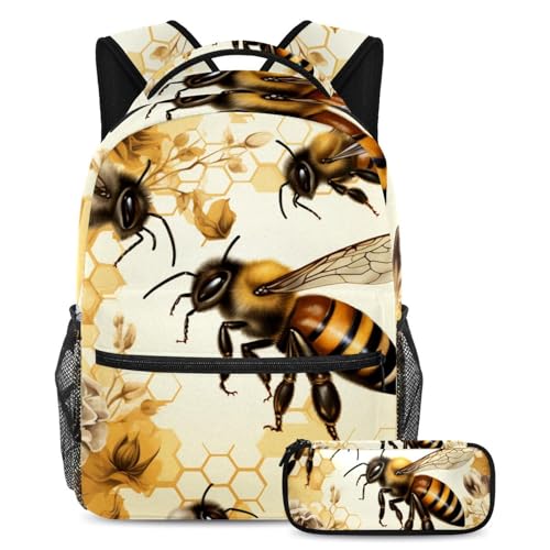 Cartables de grande capacité lot de 4 pour adolescents trousse scolaire motif insectes abeilles
