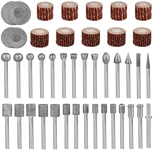 Hakkin - Juego de 43 piezas de accesorios de pulido de diamantes, para piedra, rocas, joyas, cristal, cerámica, herramientas rotativas Dremel