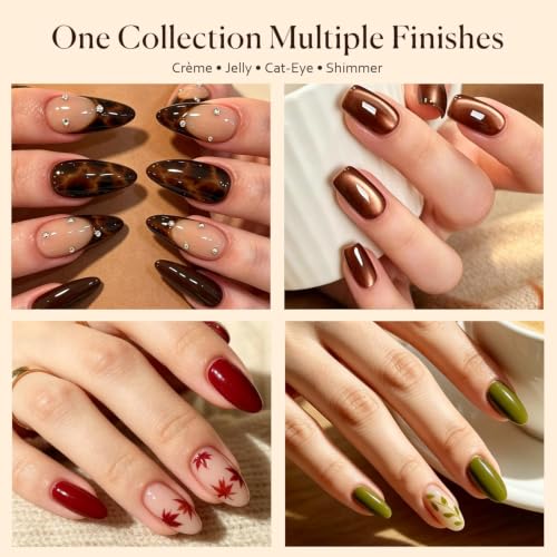 Image of AZUREBEAUTY 24 Colors 15ml HEMA-Free Fall Gel Nail Polish Set, 28Pcs Kit