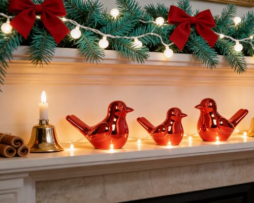 Red Bird Statue Pair, 2-Pack 3 inch Shiny Accent Small Knick Knacks for Home Office Shelf Desk Coffee Table Decoration - Image 6