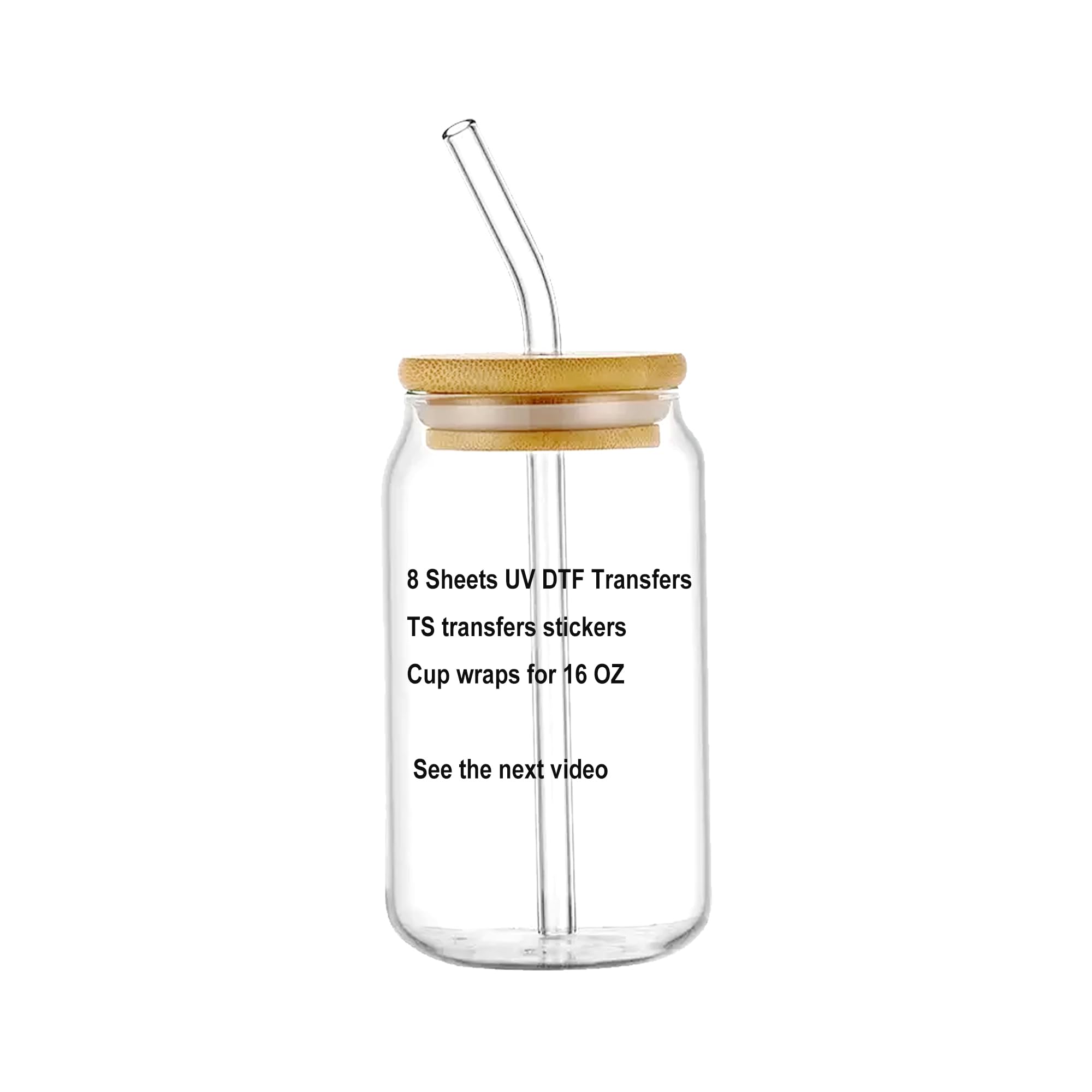 8 Sheets Rub on Transfers for DIY Crafts UV DTF Cup Wrap for 16 OZ Glass Cups Waterproof Stickers
