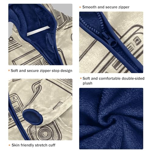 Outline Radio Music Vintage Girls Fleece Jacket Girls Fall Jacket Girls Zip Up Hoodie Girls Sherpa Jacket 2-10T3