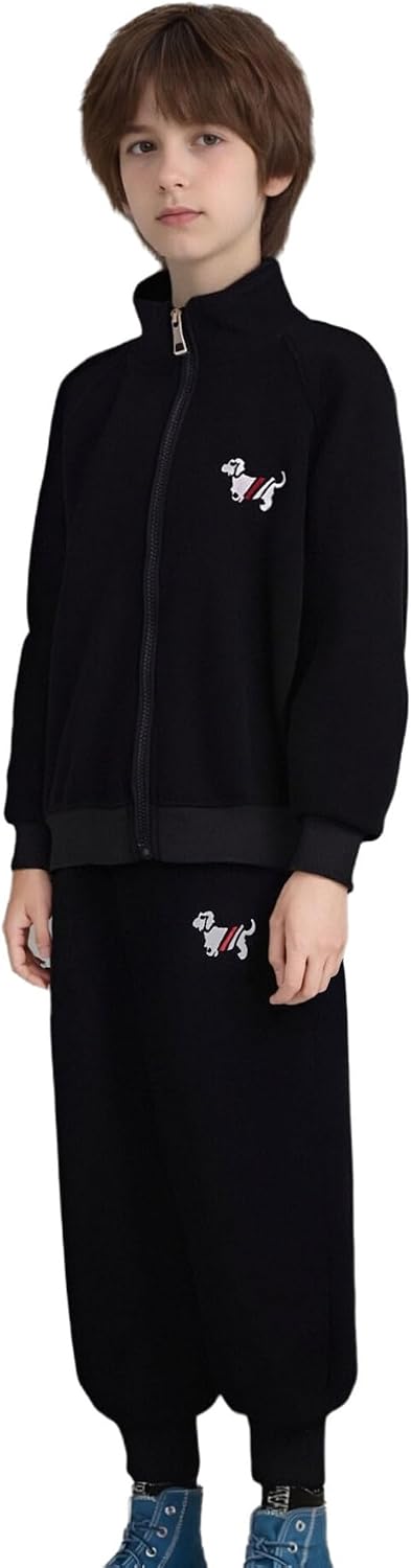 TiaoBug Kids Girls Boys 2Pcs Tracksuit Sportswear Full Zip Up Jacket Loose Fit Pants Fashion Streetwear
