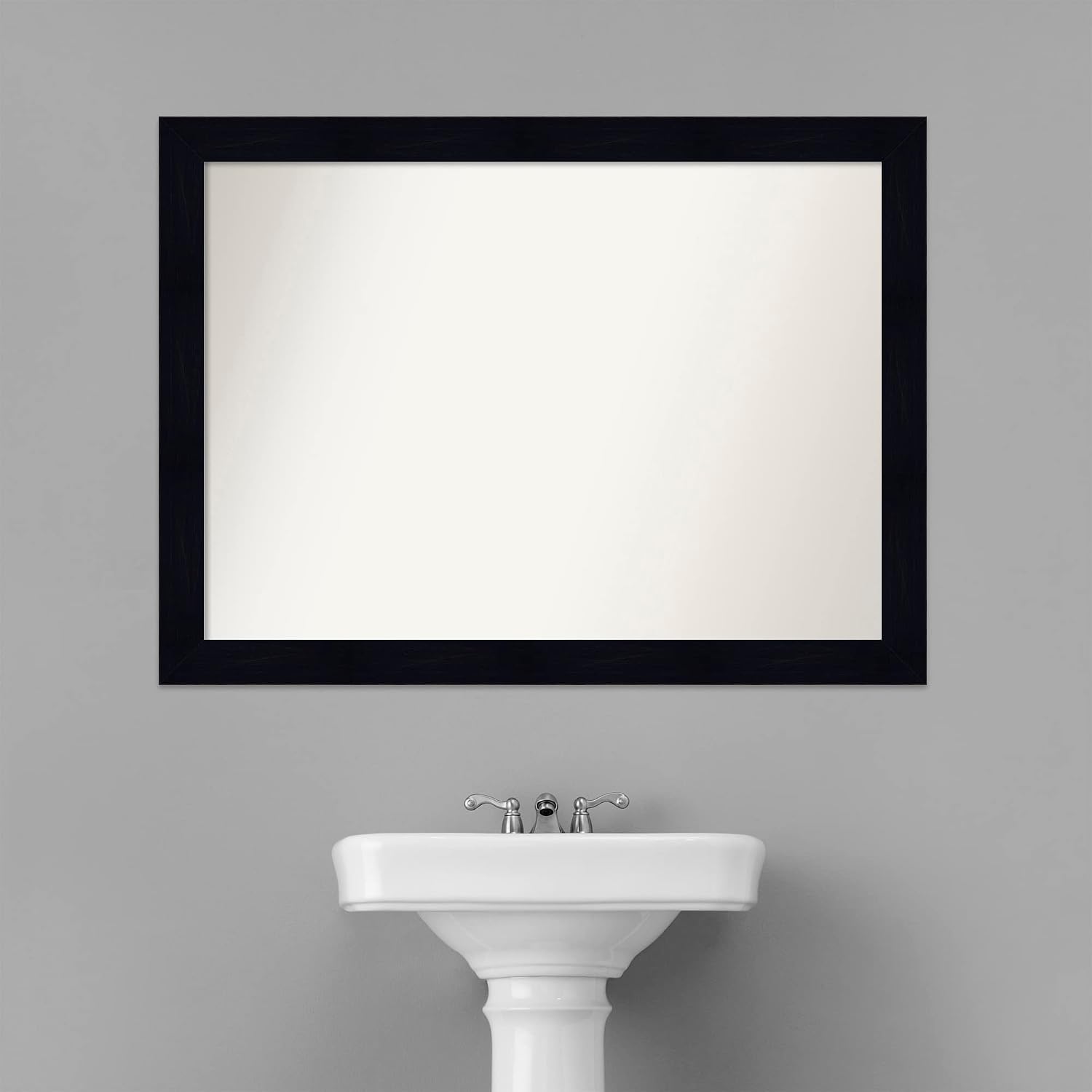 Amanti Art Bathroom Mirror for Over Sink, Vanity Mirror, Wood Frame, Hangs Horizonally and Vertically, Bathroom Wall Decor, Non-Beveled Edge