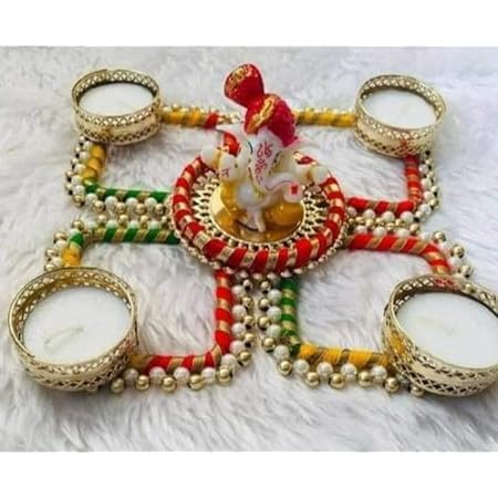 Buy Urban Turtle Rangoli Mat Decorative Flower Metal Tealight Candle ...