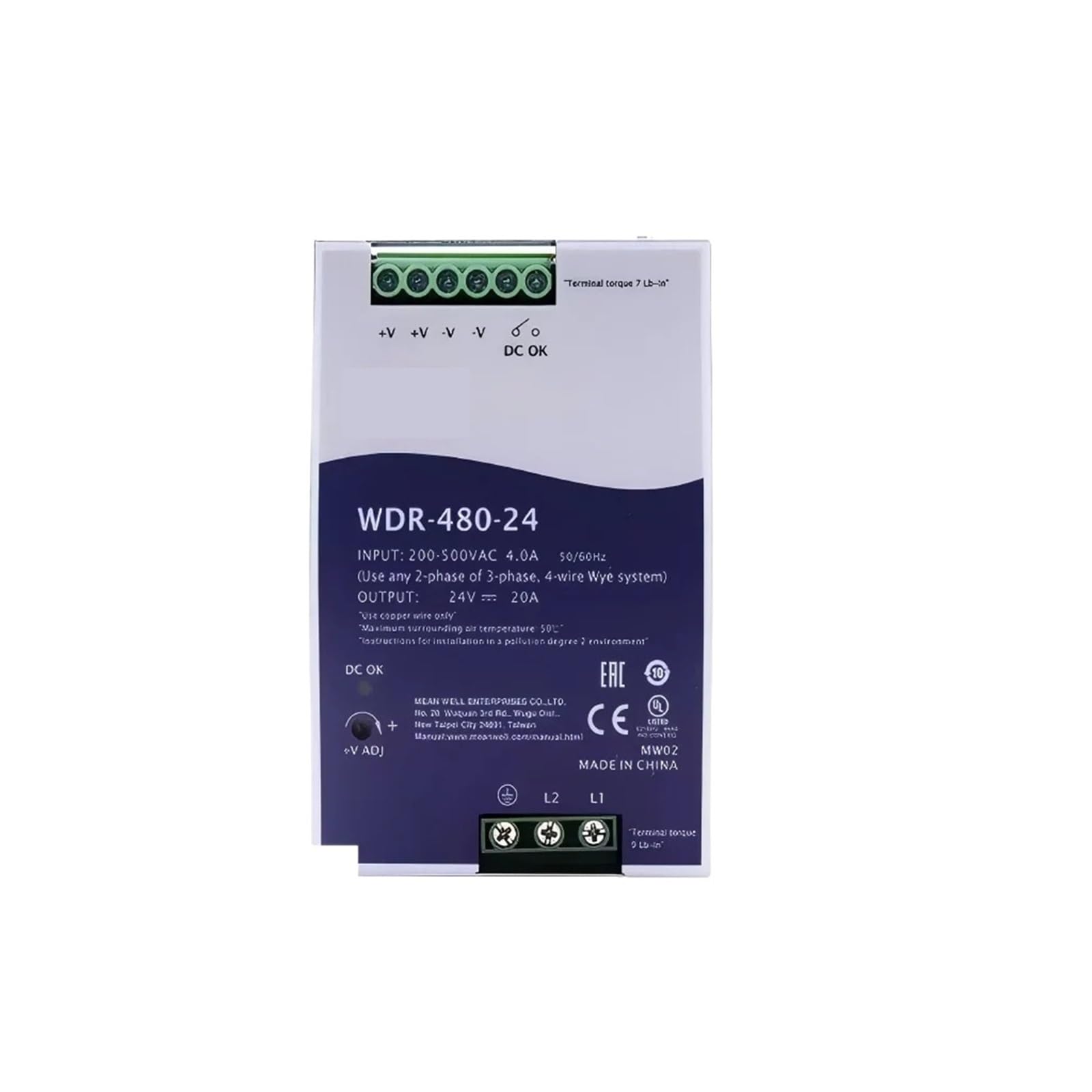 BRODEFUP 480W Single Output Power Supply WDR-480-24 WDR-480-48(WDR-480-24)