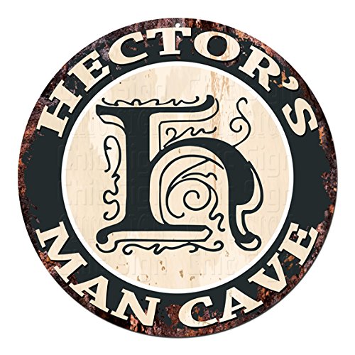 HECTOR'S MAN CAVE Initial Letter H Chic Sign Rustic Shabby Vintage style Retro Kitchen Bar Pub Coffee Shop man cave Decor Gift Ideas