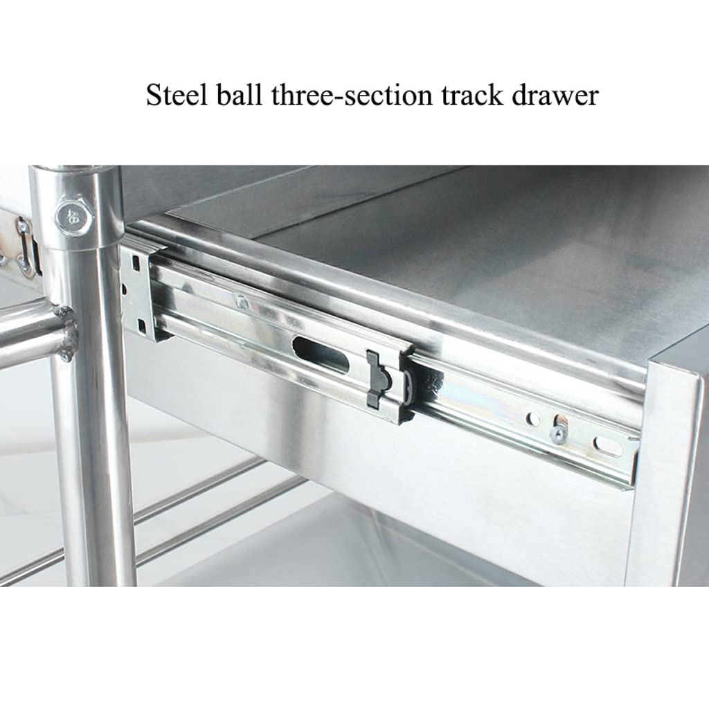 Carrello per cosmetici a 3 piani con ruote con freno universale, in acciaio inox I Carrello multiuso e struttura in metallo I Carrello da trasporto(Acciaio inossidabile anti-iodio 304-M-69*46*91CM