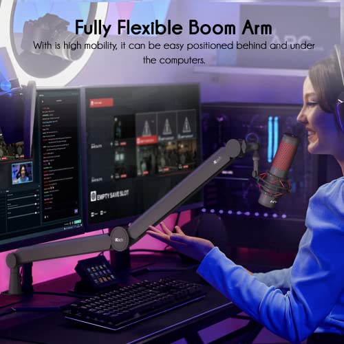 Ixtech Mic Arm Premium Boom Arm 360° Rotatable Microphone Arm Mic Boom Arm With Desk Mount, Fully Adjustable, For Podcast, Video, Gaming, Radio, Studio, Recording, Sturdy And Universal Valiant Model #TOP5